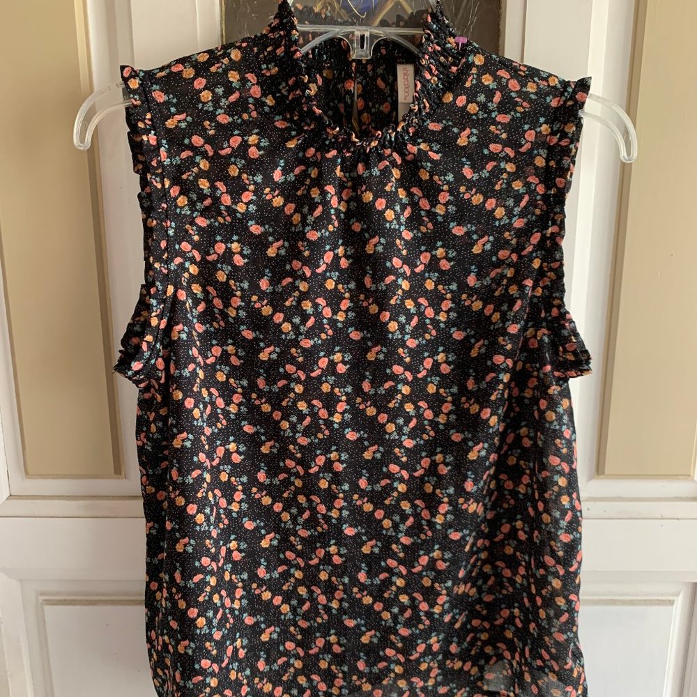 Xhileration Sheer Floral Blouse (mock turtleneck)